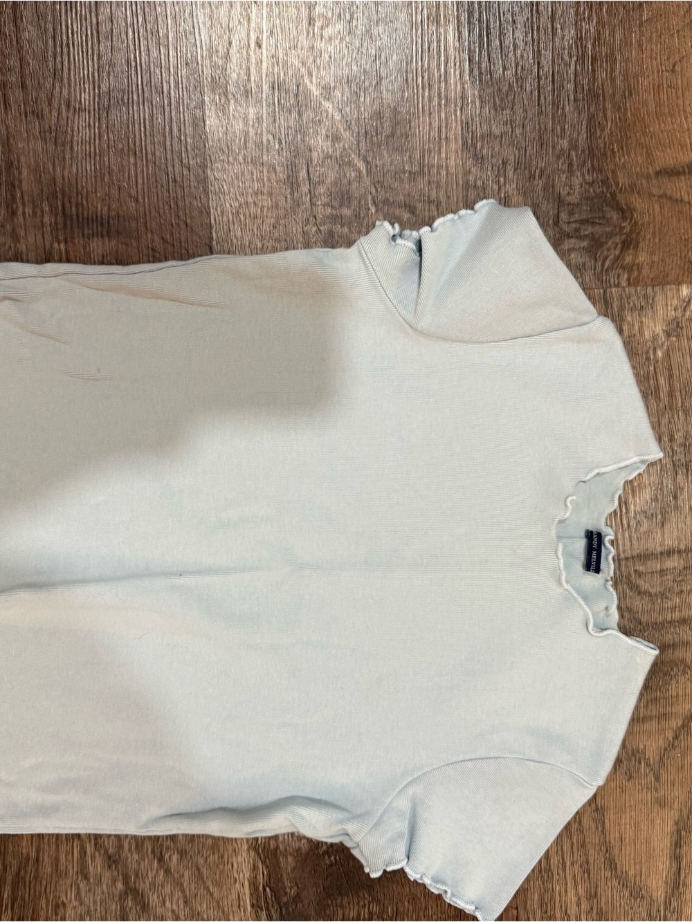 Brandy Melville Light Blue Lettuce-Edge Short Sleeve Tee